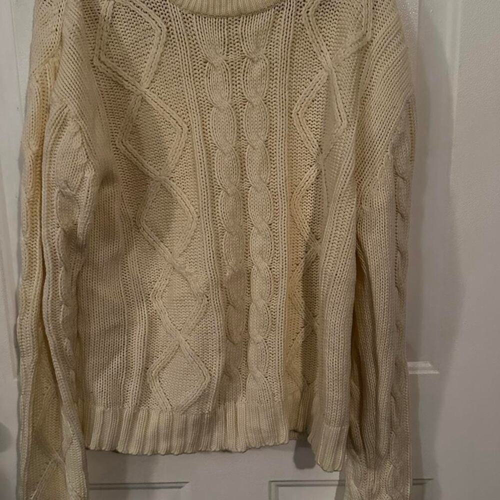 Harcrest Cream cable knit sweater camping winter fall timeless preppy